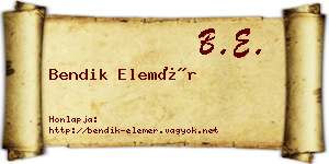 Bendik Elemér névjegykártya